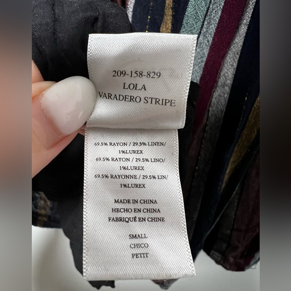 Rails Metallic Lola Varadero Long Sleeve Striped Metallic Wrap Dress Women Small - Picture 5 of 5